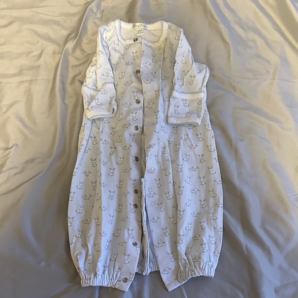 Kissy Kissy White and Blue Baby Sleep Sack with Bunny Print